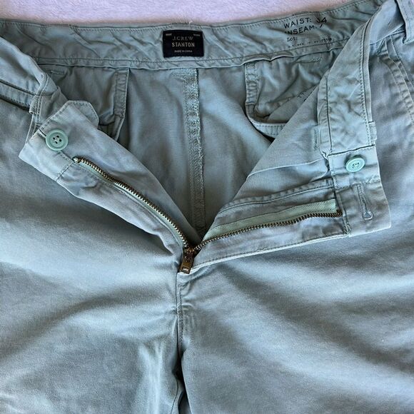 J. CREW Stanton Men's light blue/green 100% Cotton Twill Chino Shorts Size 34 - Picture 3 of 7